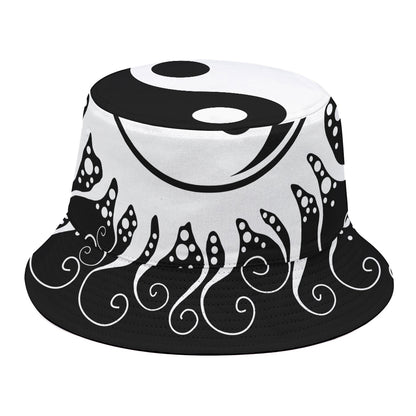 Black And White Yin Yang Sun Print Bucket Hat