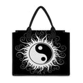 Black And White Yin Yang Sun Print Canvas Tote Bag