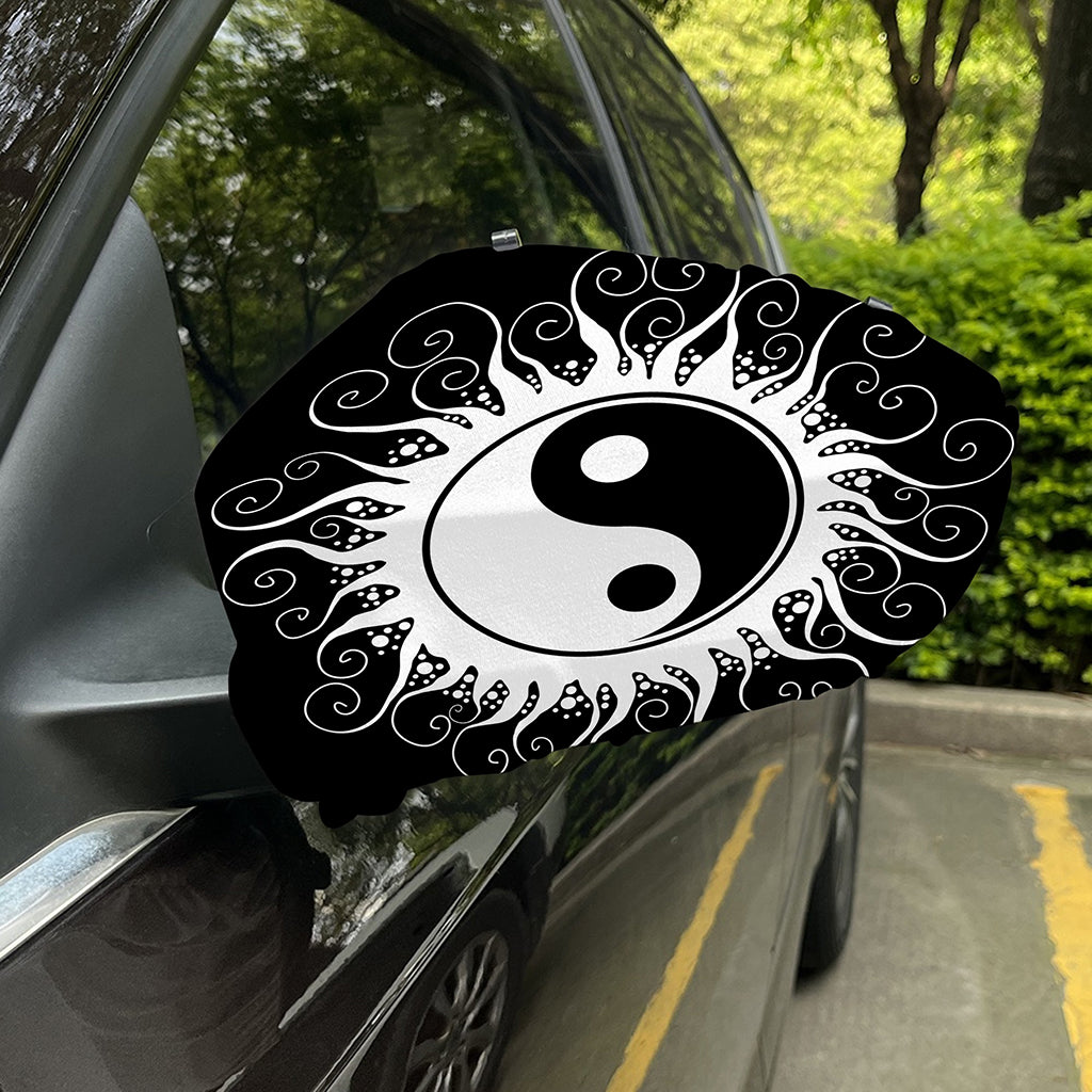 Black And White Yin Yang Sun Print Car Side Mirror Covers