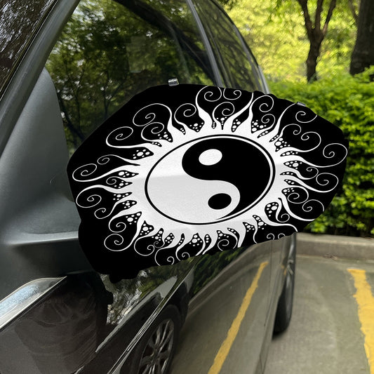 Black And White Yin Yang Sun Print Car Side Mirror Covers