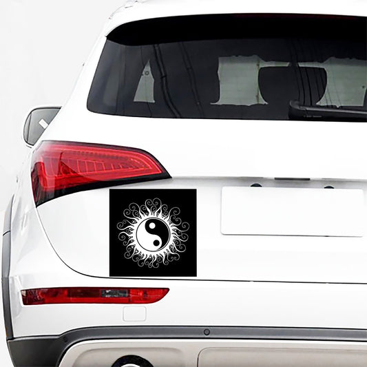 Black And White Yin Yang Sun Print Car Sticker