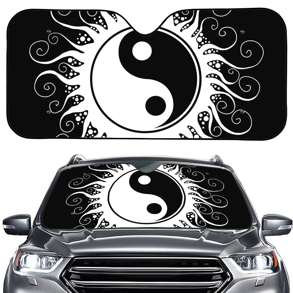 Black And White Yin Yang Sun Print Car Windshield Sun Shade