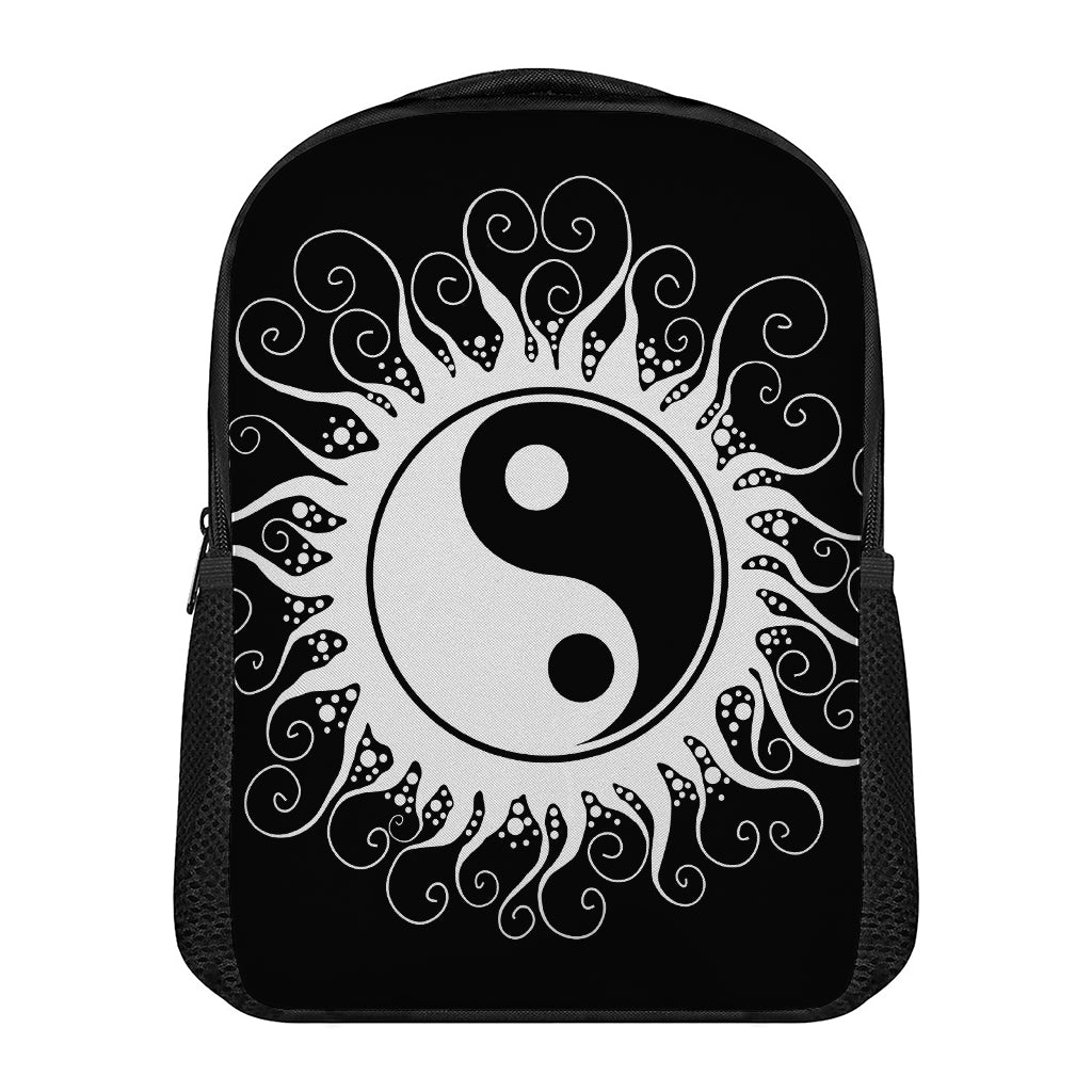 Black And White Yin Yang Sun Print Casual Backpack
