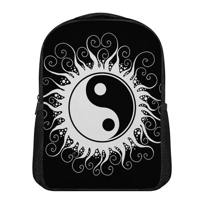 Black And White Yin Yang Sun Print Casual Backpack
