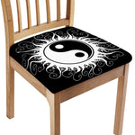 Black And White Yin Yang Sun Print Chair Cushion Cover