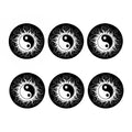 Black And White Yin Yang Sun Print Coaster Set