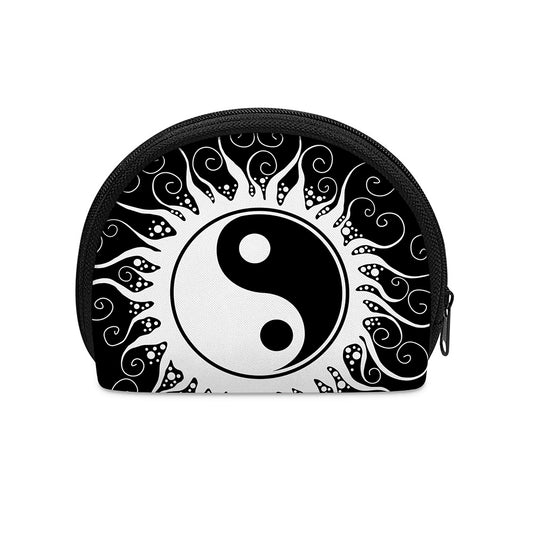 Black And White Yin Yang Sun Print Coin Purse