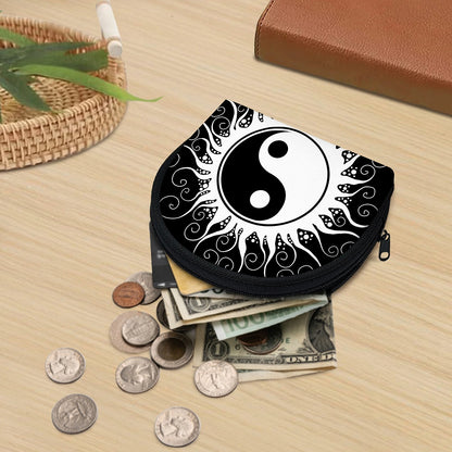 Black And White Yin Yang Sun Print Coin Purse