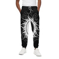 Black And White Yin Yang Sun Print Cotton Sweatpants