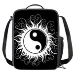 Black And White Yin Yang Sun Print Crossbody Lunch Bag