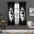 Black And White Yin Yang Sun Print Grommet Curtain Panels