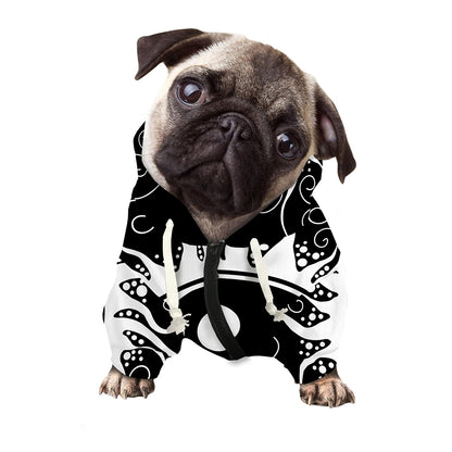 Black And White Yin Yang Sun Print Dog Zip Up Hoodie
