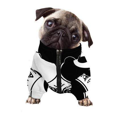 Black And White Yin Yang Sun Print Dog Zip Up Jacket