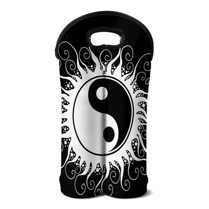 Black And White Yin Yang Sun Print Double Neoprene Wine Tote