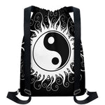 Black And White Yin Yang Sun Print Drawstring Backpack