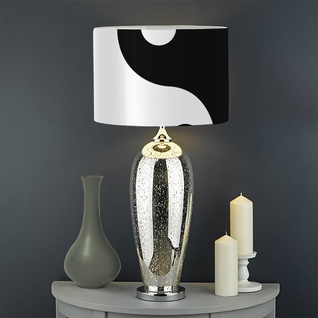 Black And White Yin Yang Sun Print Drum Lamp Shade