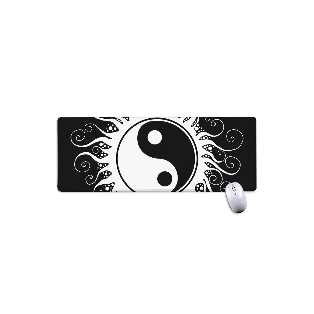 Black And White Yin Yang Sun Print Extended Mouse Pad