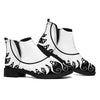 Black And White Yin Yang Sun Print Flat Ankle Boots