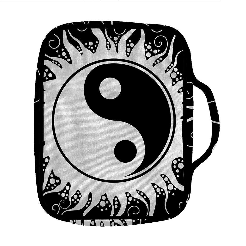 Black And White Yin Yang Sun Print Front Pocket Bible Bag