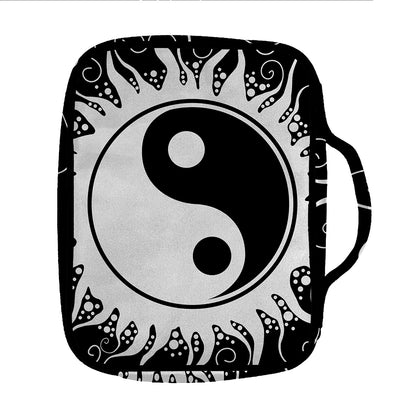 Black And White Yin Yang Sun Print Front Pocket Bible Bag