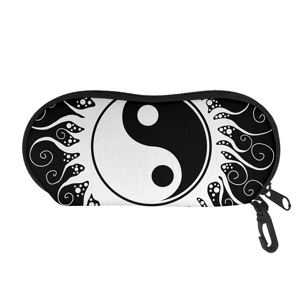 Black And White Yin Yang Sun Print Glasses Case