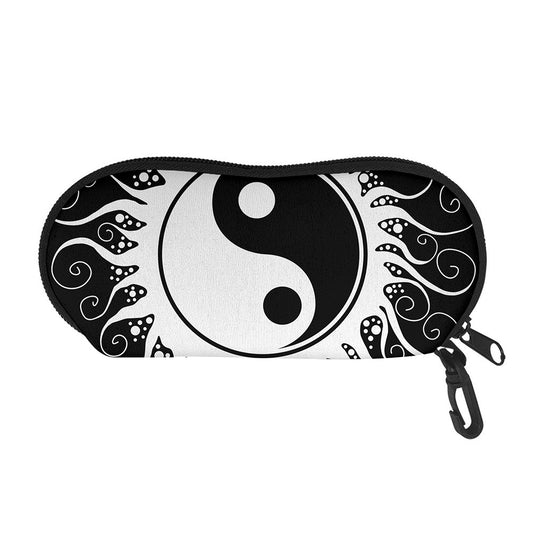 Black And White Yin Yang Sun Print Glasses Case