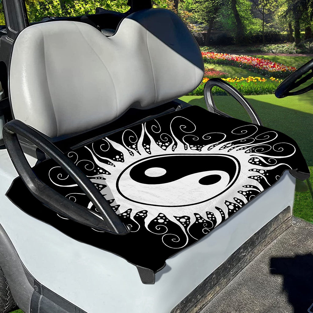 Black And White Yin Yang Sun Print Golf Cart Seat Cover