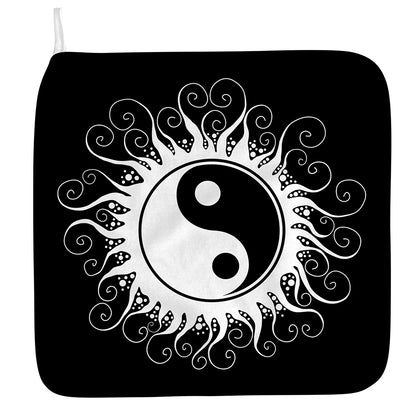 Black And White Yin Yang Sun Print Hand Towel