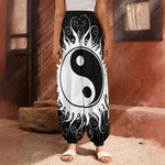 Black And White Yin Yang Sun Print Harem Pants