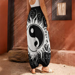 Black And White Yin Yang Sun Print Harem Pants