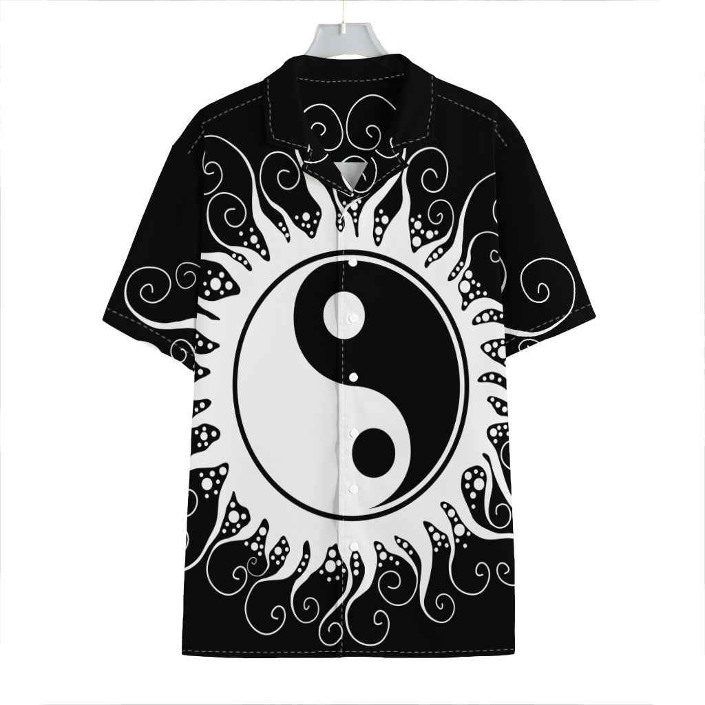Black And White Yin Yang Sun Print Hawaiian Shirt