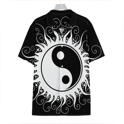 Black And White Yin Yang Sun Print Hawaiian Shirt
