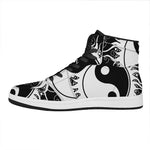 Black And White Yin Yang Sun Print High Top Leather Sneakers