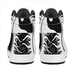 Black And White Yin Yang Sun Print High Top Leather Sneakers