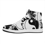 Black And White Yin Yang Sun Print High Top Leather Sneakers