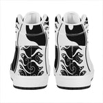 Black And White Yin Yang Sun Print High Top Leather Sneakers