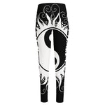 Black And White Yin Yang Sun Print High-Waisted Pocket Leggings