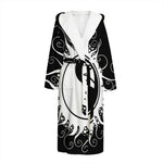 Black And White Yin Yang Sun Print Hooded Bathrobe