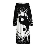 Black And White Yin Yang Sun Print Hooded Bathrobe