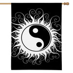 Black And White Yin Yang Sun Print House Flag
