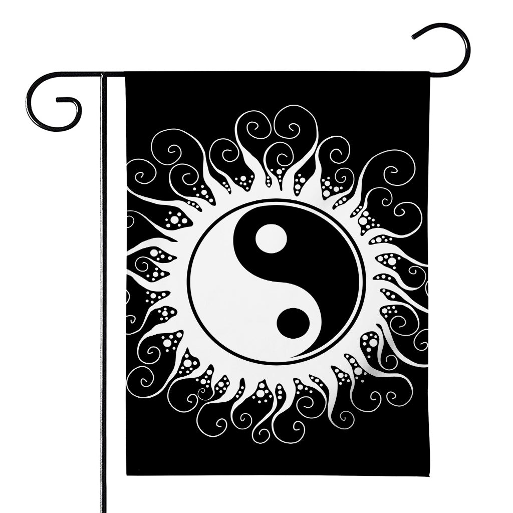 Black And White Yin Yang Sun Print House Flag