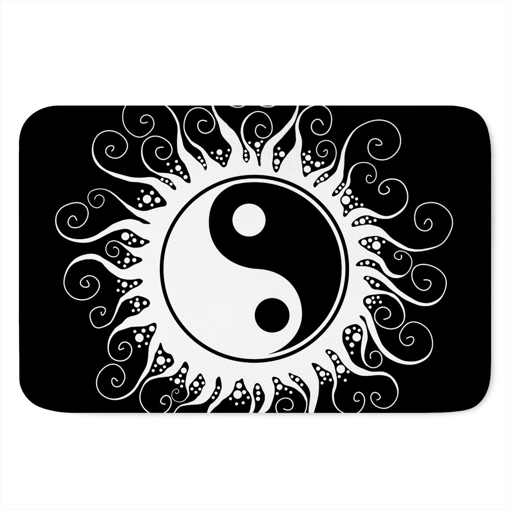 Black And White Yin Yang Sun Print Indoor Door Mat