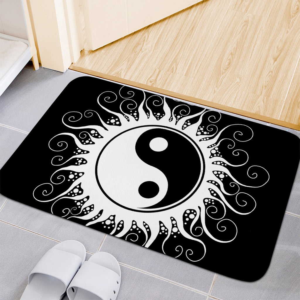 Black And White Yin Yang Sun Print Indoor Door Mat