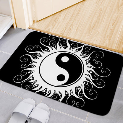 Black And White Yin Yang Sun Print Indoor Door Mat