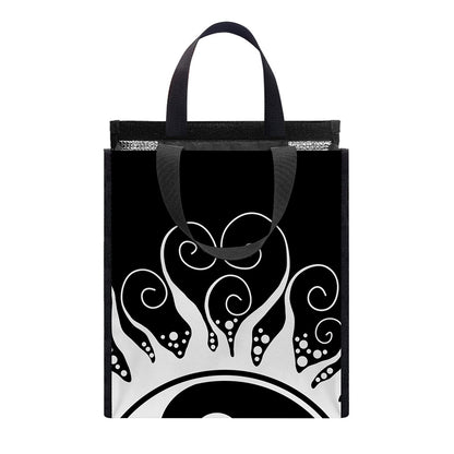 Black And White Yin Yang Sun Print Insulated Lunch Tote