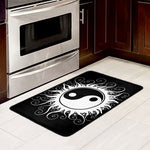 Black And White Yin Yang Sun Print Kitchen Mat