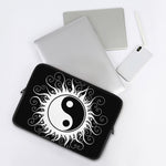 Black And White Yin Yang Sun Print Laptop Sleeve