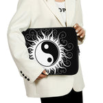 Black And White Yin Yang Sun Print Laptop Sleeve