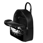 Black And White Yin Yang Sun Print Leather Backpack