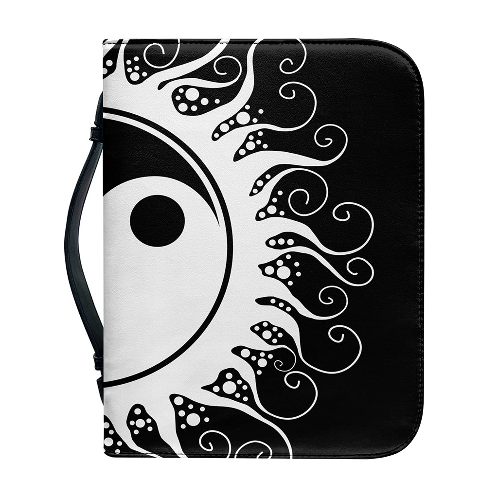 Black And White Yin Yang Sun Print Leather Bible Cover